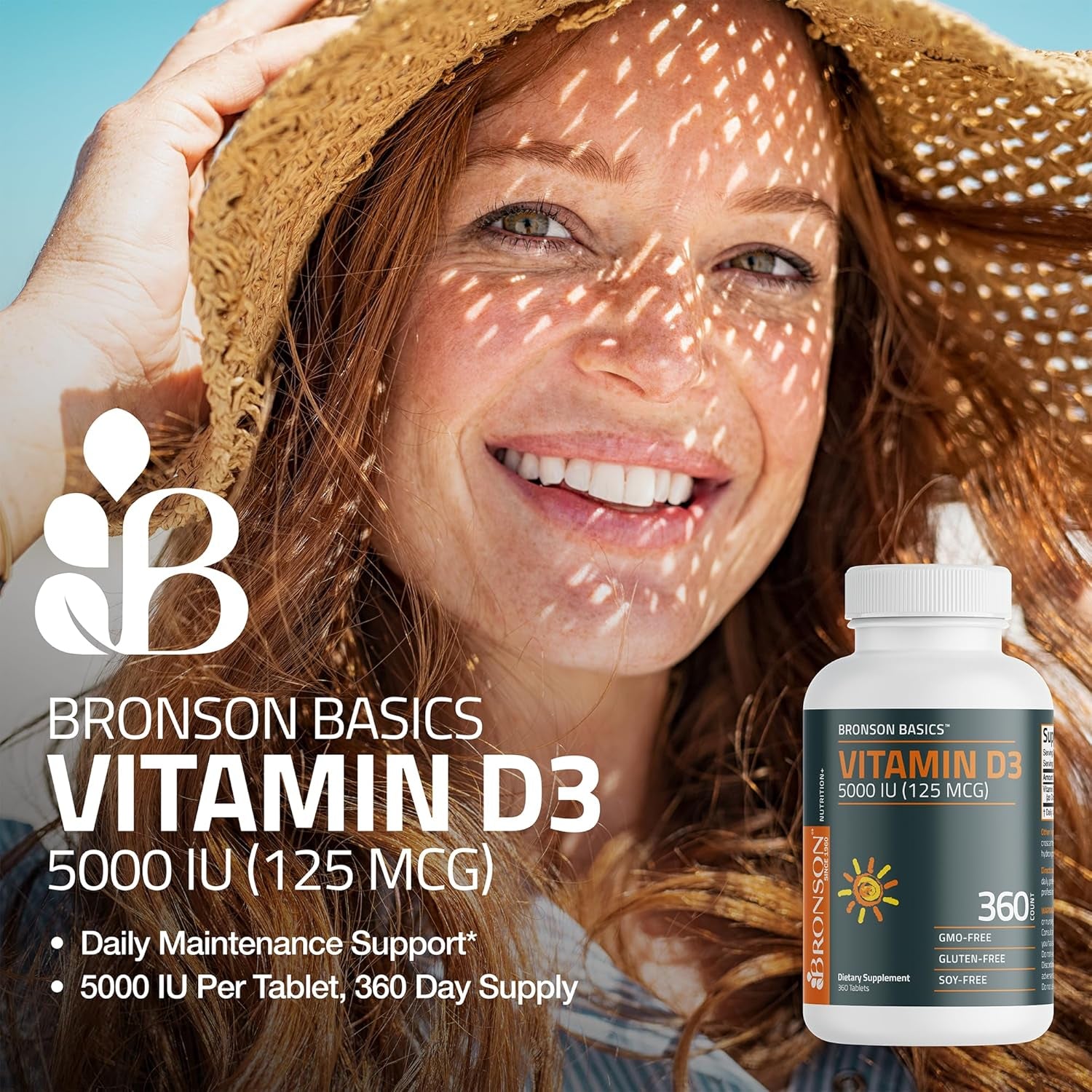 Vitamin D3 5000Iu (125Mcg) Healthy Muscle Function and Immune Support, Non-Gmo, 360 Tablets