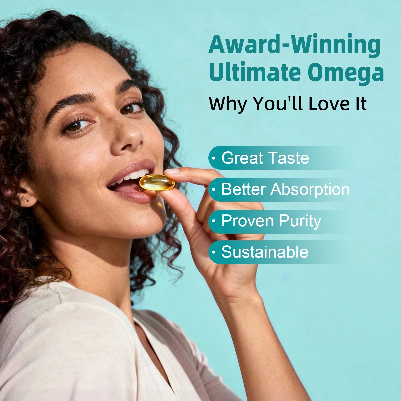 Omega-3 Fish Oil, with EPA & DHA Burpless Fish Oil Supplement, Promotes Brain & Heart Health, 120 Ct