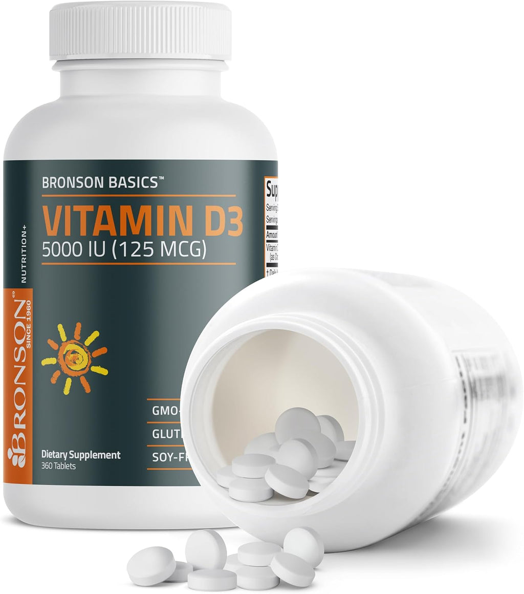 Vitamin D3 5000Iu (125Mcg) Healthy Muscle Function and Immune Support, Non-Gmo, 360 Tablets