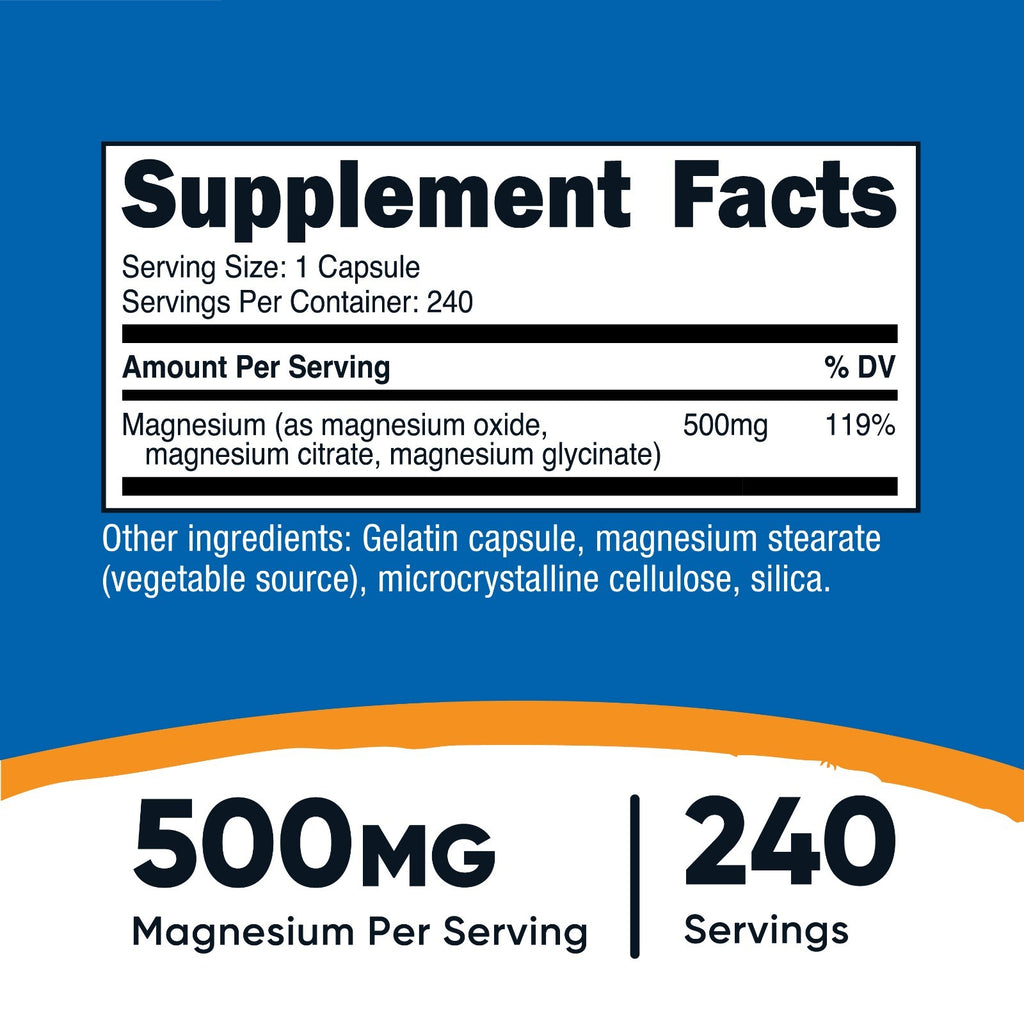 Nutricost Magnesium Complex 500Mg, 240 Capsules - Gluten Free and Non-Gmo