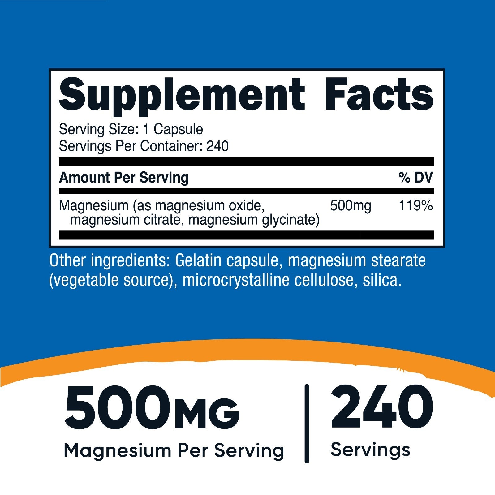 Nutricost Magnesium Complex 500Mg, 240 Capsules - Gluten Free and Non-Gmo