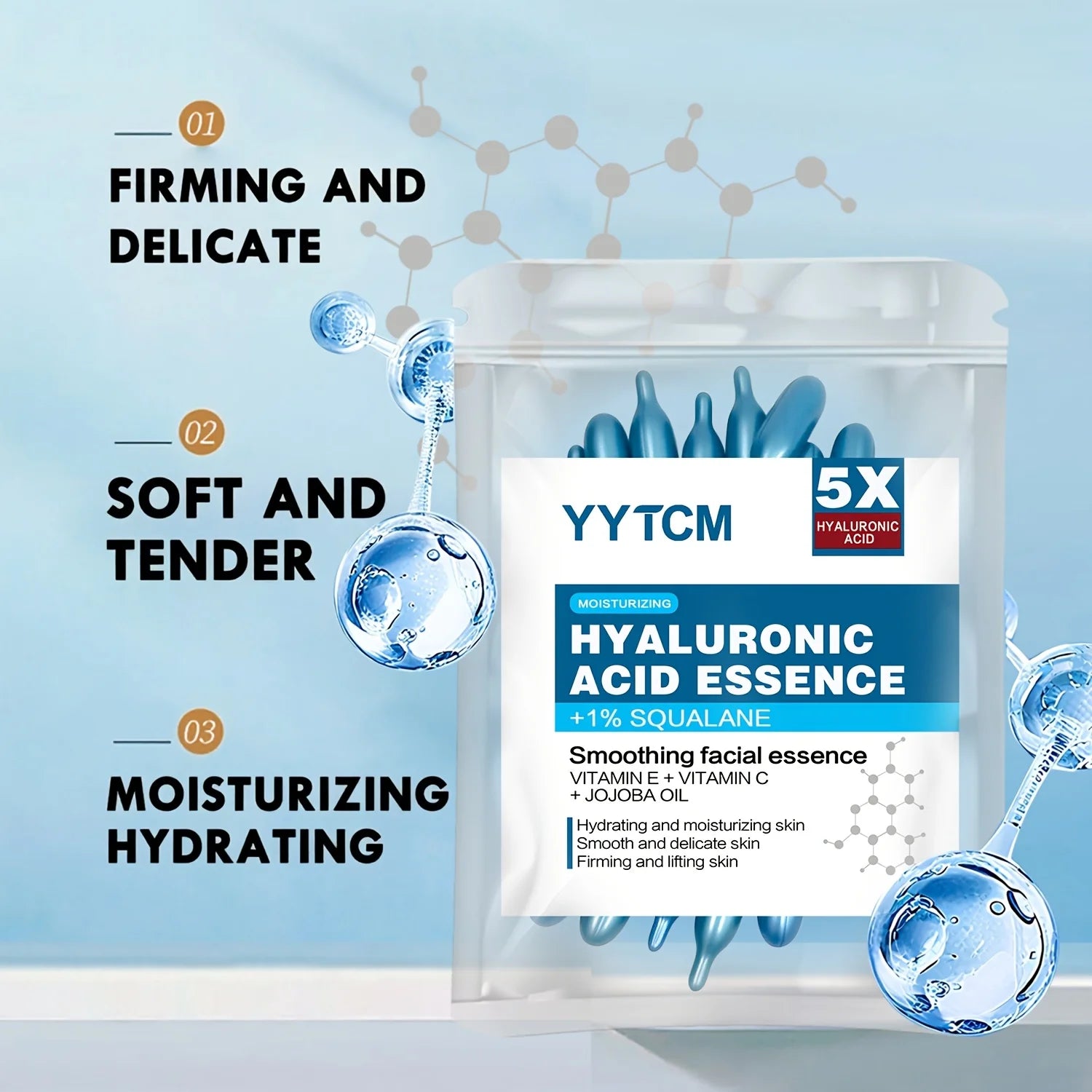 Hyaluronic Acid Deep Moisturizing Capsule Essence, Deep Moisturizing and Brightening Skin Essence (0.4Gx30 Capsules)/Bag -1 Bag