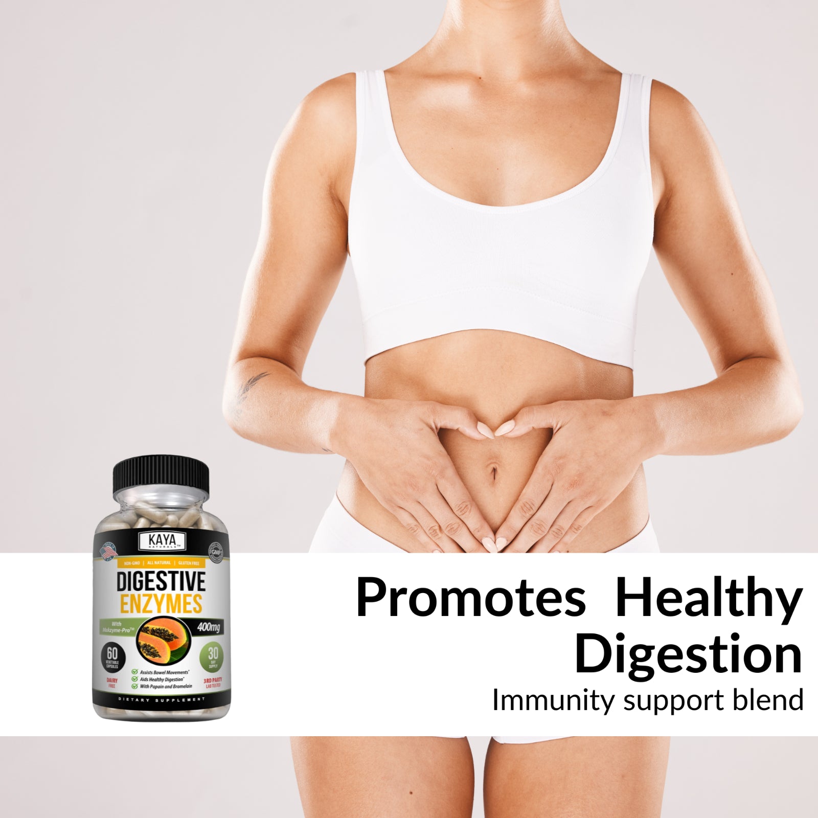 3X 60Ct Digestive Enzymes Prebiotic & Probiotic, Gas, Constipation, Bloating Aid