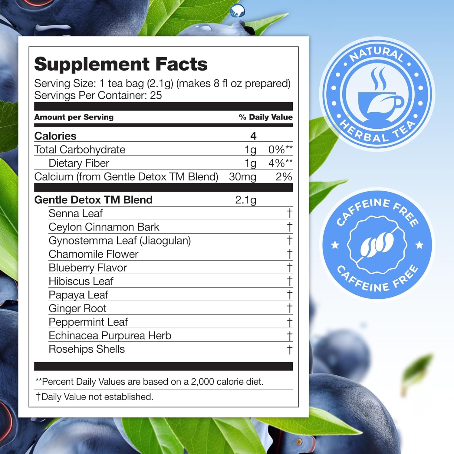 Total Tea Siimming Detox Tea Caffeine Free - 25 Day Detox - Herbal Tea with Cham