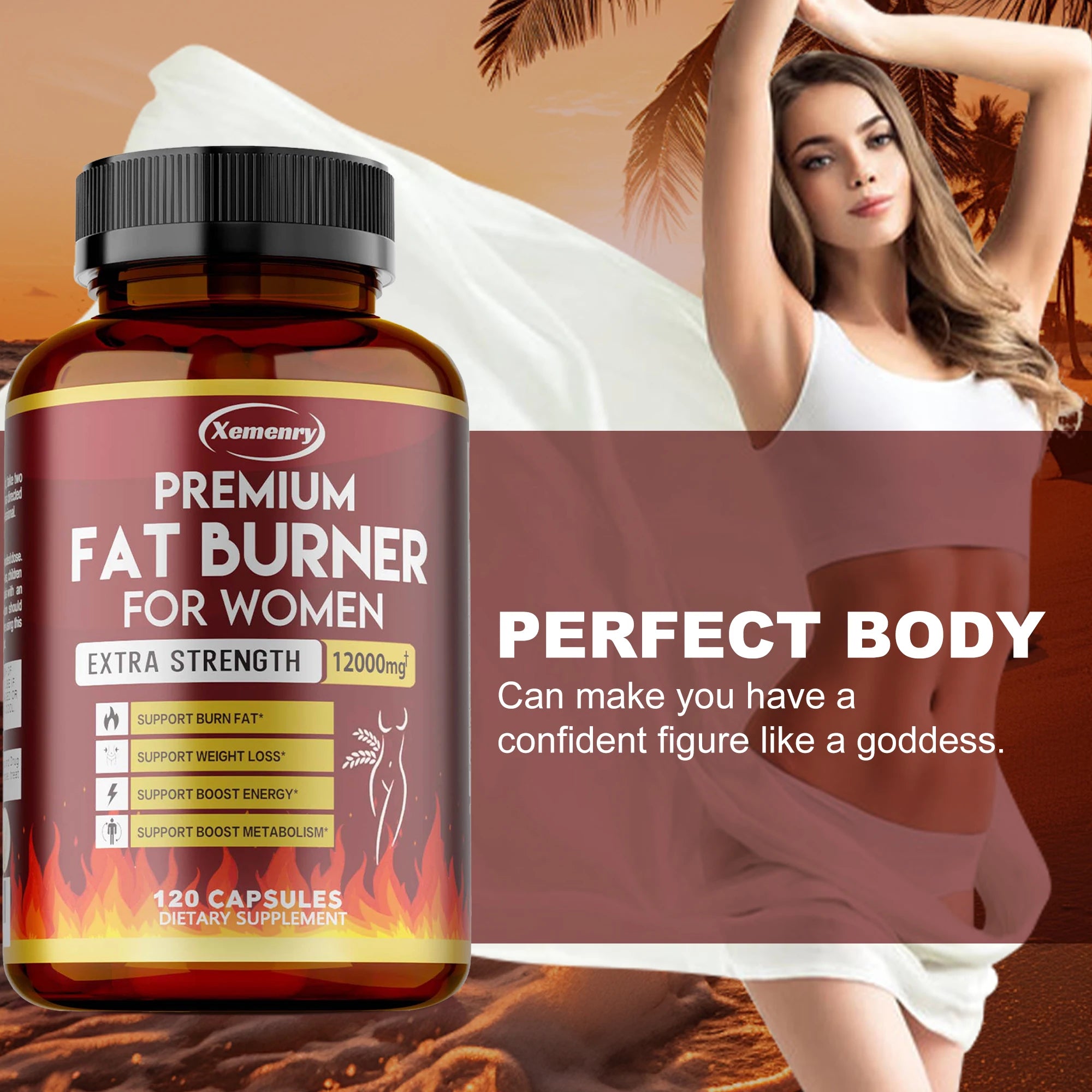 Metabolism Support for Women - Fat Burner, Green Tea Extract, Weight Loss Supplement, Metabolism Booster - 120 Capsules