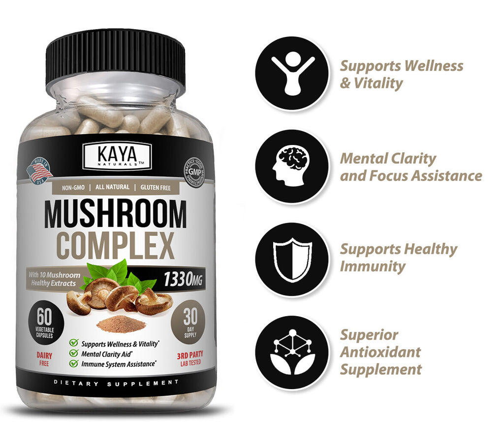 (2 Pack) Mushroom Complex Supplement, 60 Capsules Lions Mane, Reishi, Shiitake