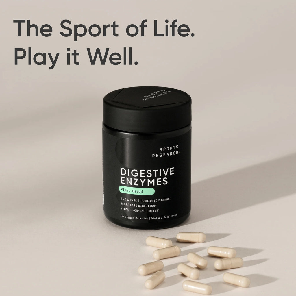 Sports Research® Digestive Enzymes with Probiotics & Ginger - Plant Based Vegan Certified Non-Gmo (90 Softgels)