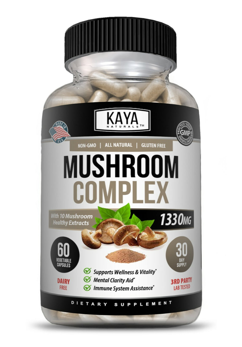 (2 Pack) Mushroom Complex Supplement, 60 Capsules Lions Mane, Reishi, Shiitake