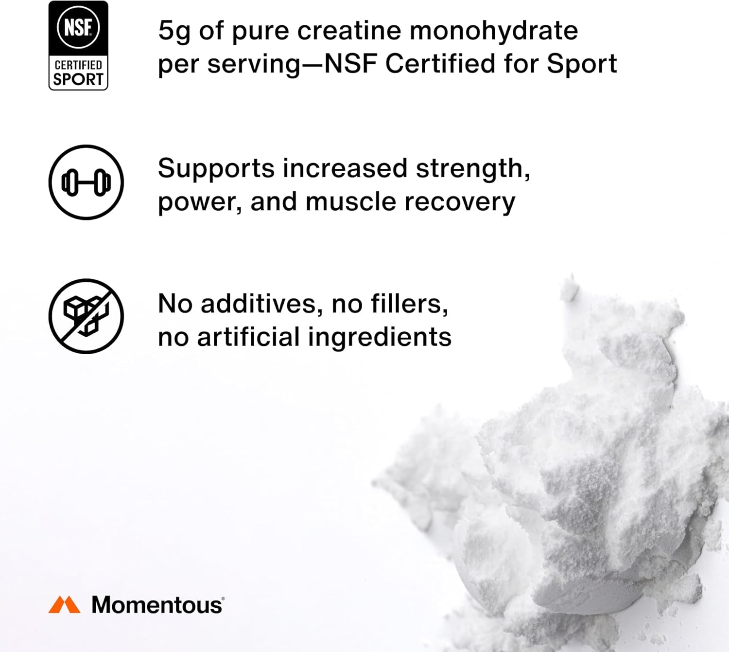Creatine Monohydrate Powder - Creatine Powder - Supports Strength, Lean Muscle, & Recovery for Men & Women - NSF Certified for Sport - 5 G per Serving - 90 Servings