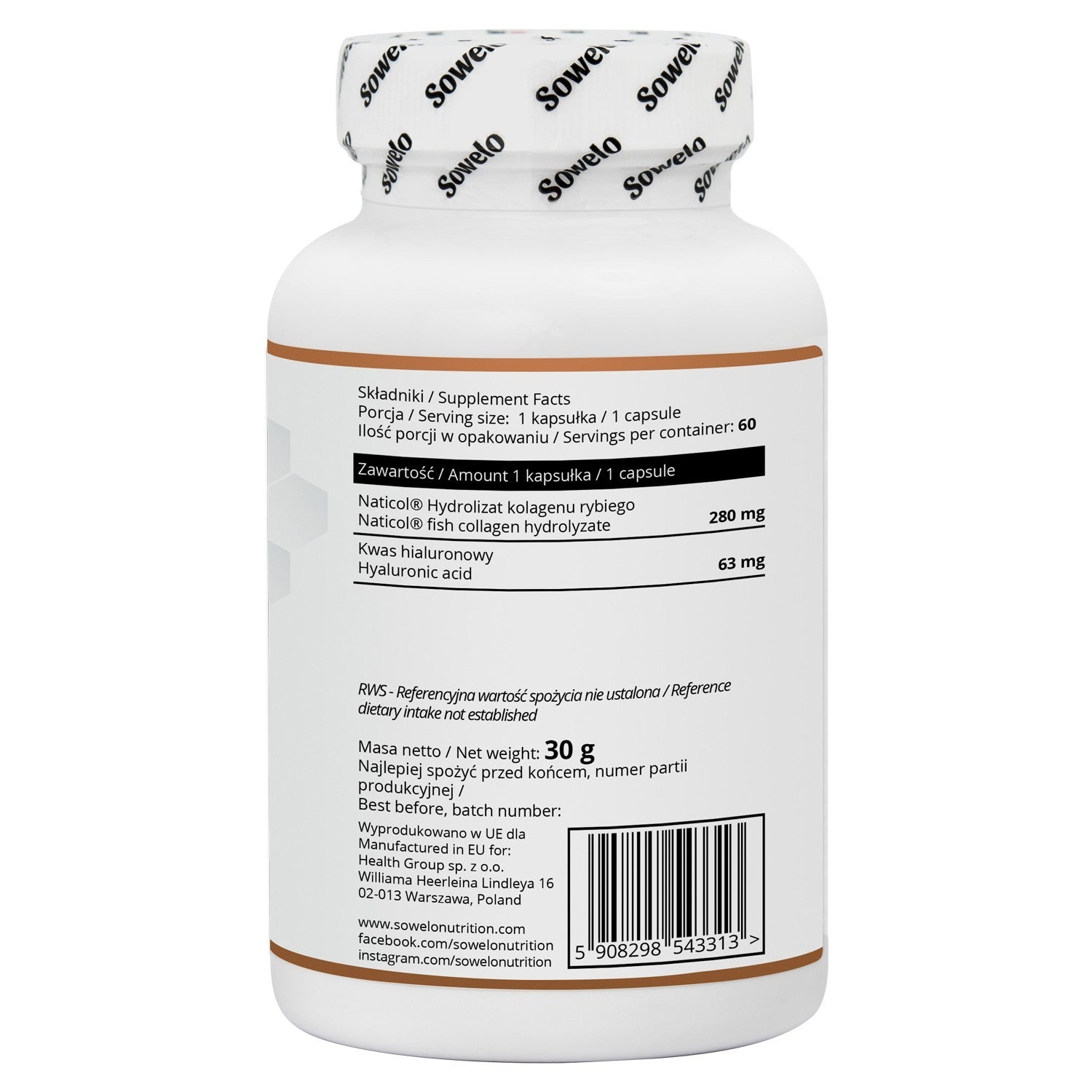 Hyaluronic Acid + Collagen Capsules – Naticol, Skin Hydration & Firmness Sowelo
