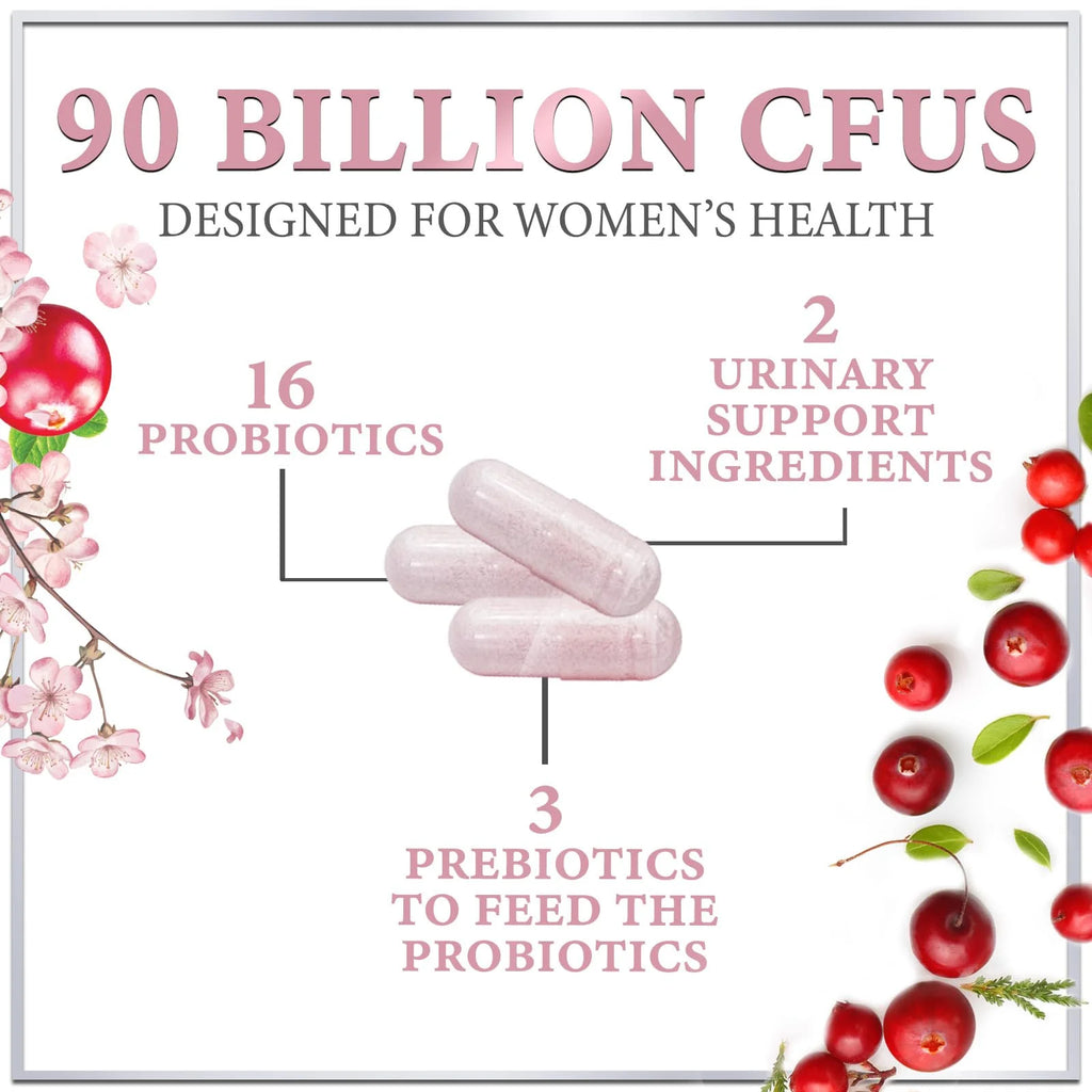 Probiotics for Women Digestive Health Support - 16 Strains Women'S Vaginal Probiotic with Prebiotics, Cranberry, PH, Immune Support, Urinary, & Feminine Health Support - USA Bottled - 60 Capsules