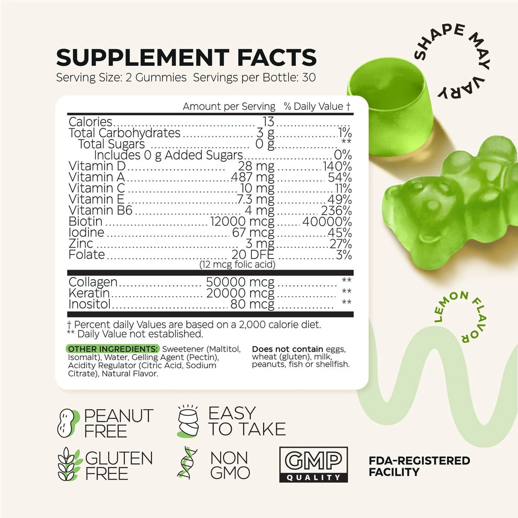 Biotin and Collagen Peptide Gummies for Hair Growth Skin Nails 12000 Mcg Biotin
