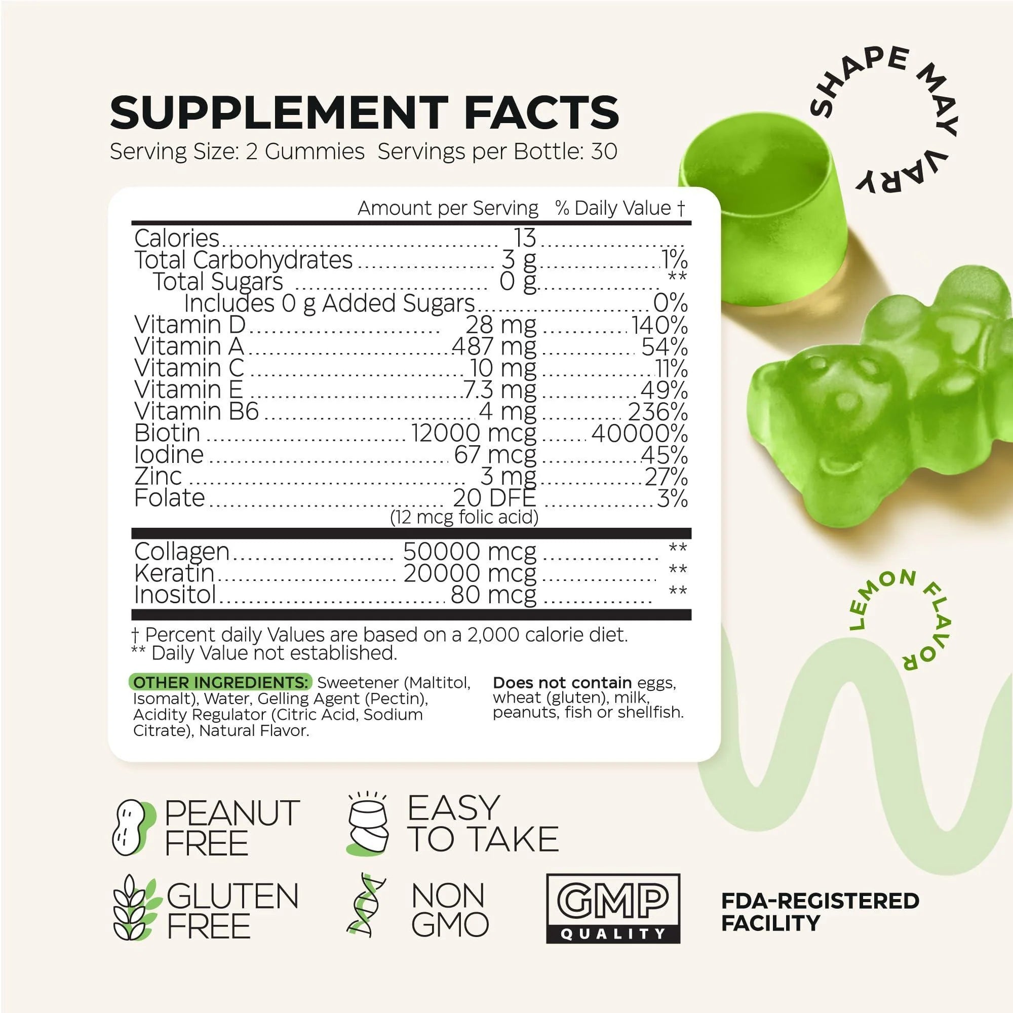 Biotin and Collagen Peptide Gummies for Hair Growth Skin Nails 12000 Mcg Biotin