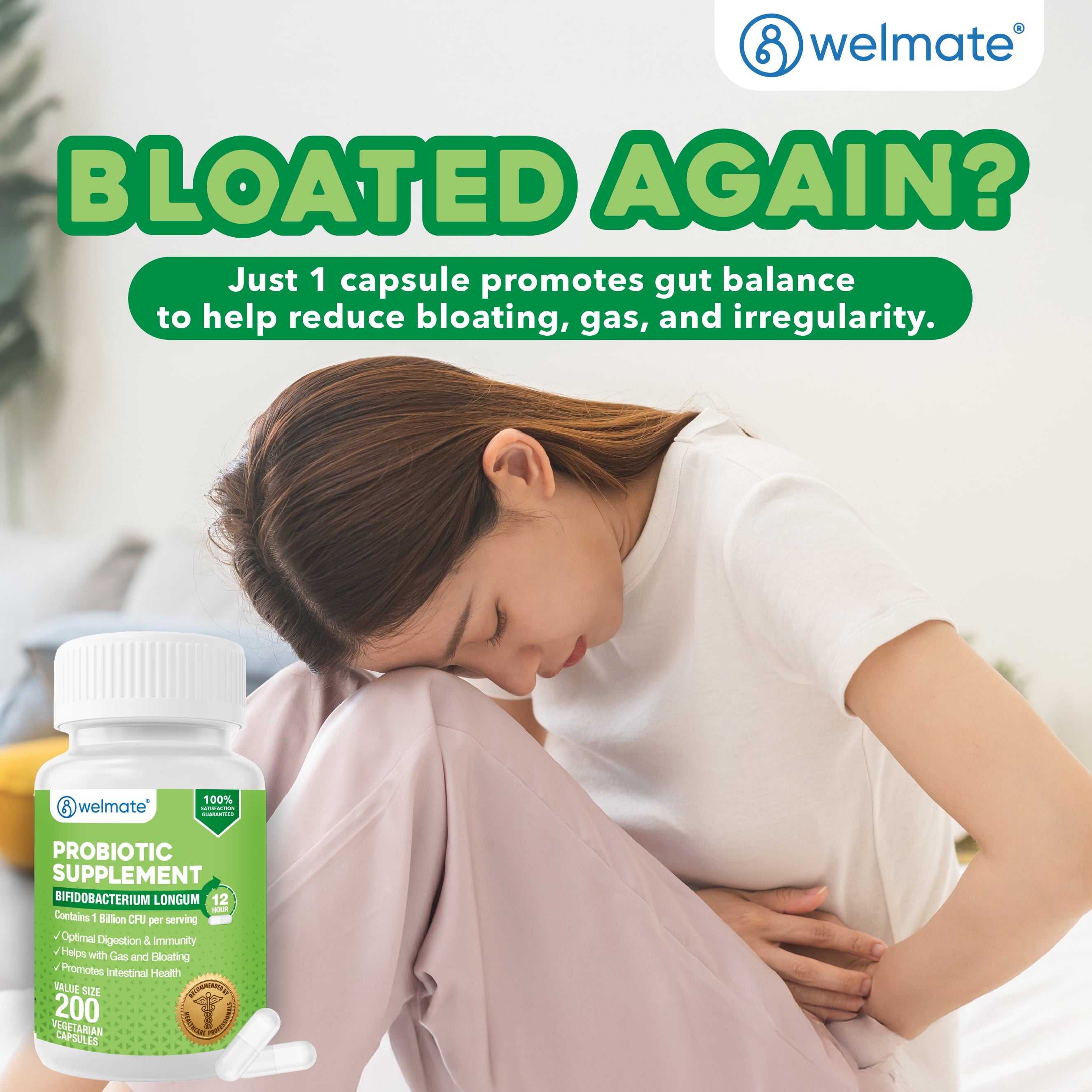 WELMATE Probiotic Supplement, Bifidobacterium - 200 Capsules