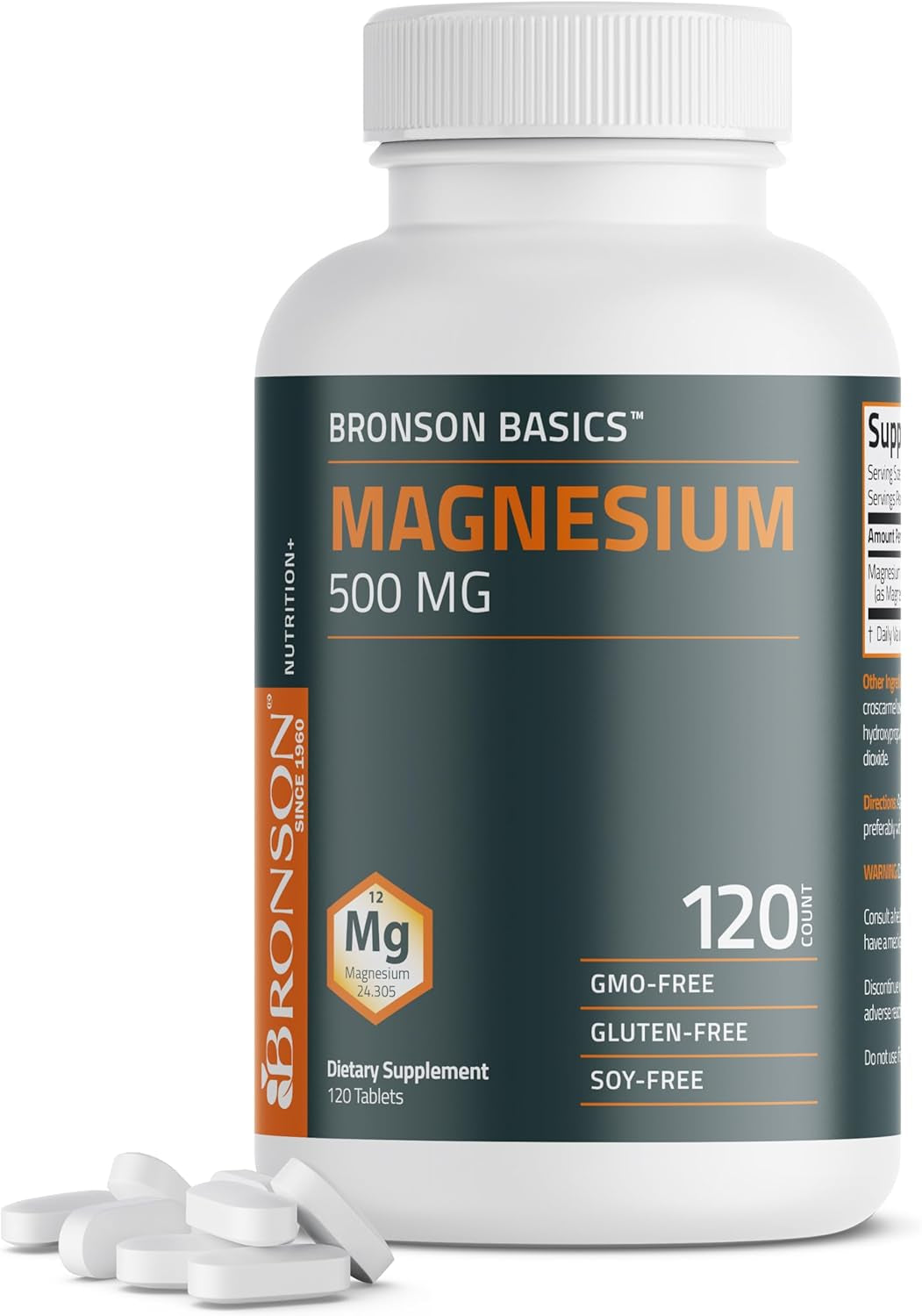 Magnesium 500 MG Supports Bone & Muscle Health & Nervous System Support - Non-Gmo, 120 Vegetarian Tablets