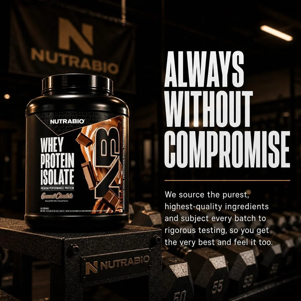 Nutrabio Whey Protein Powder Isolate Supplement – 25G of Protein per Scoop with Complete Amino Acid Profile - Soy and Gluten Free Protein Powder - Zero Fillers and Non-Gmo Gourmet Chocolate - 5 Lbs.