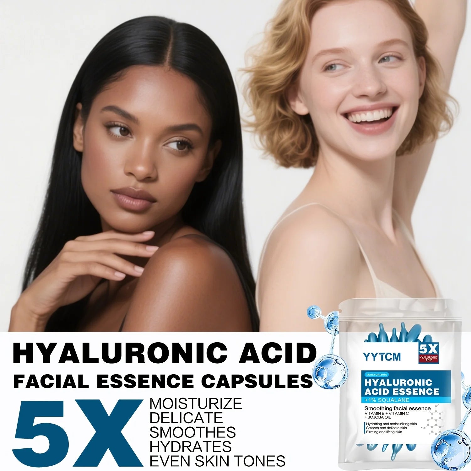 Hyaluronic Acid Deep Moisturizing Capsule Essence, Deep Moisturizing and Brightening Skin Essence (0.4Gx30 Capsules)/Bag -1 Bag
