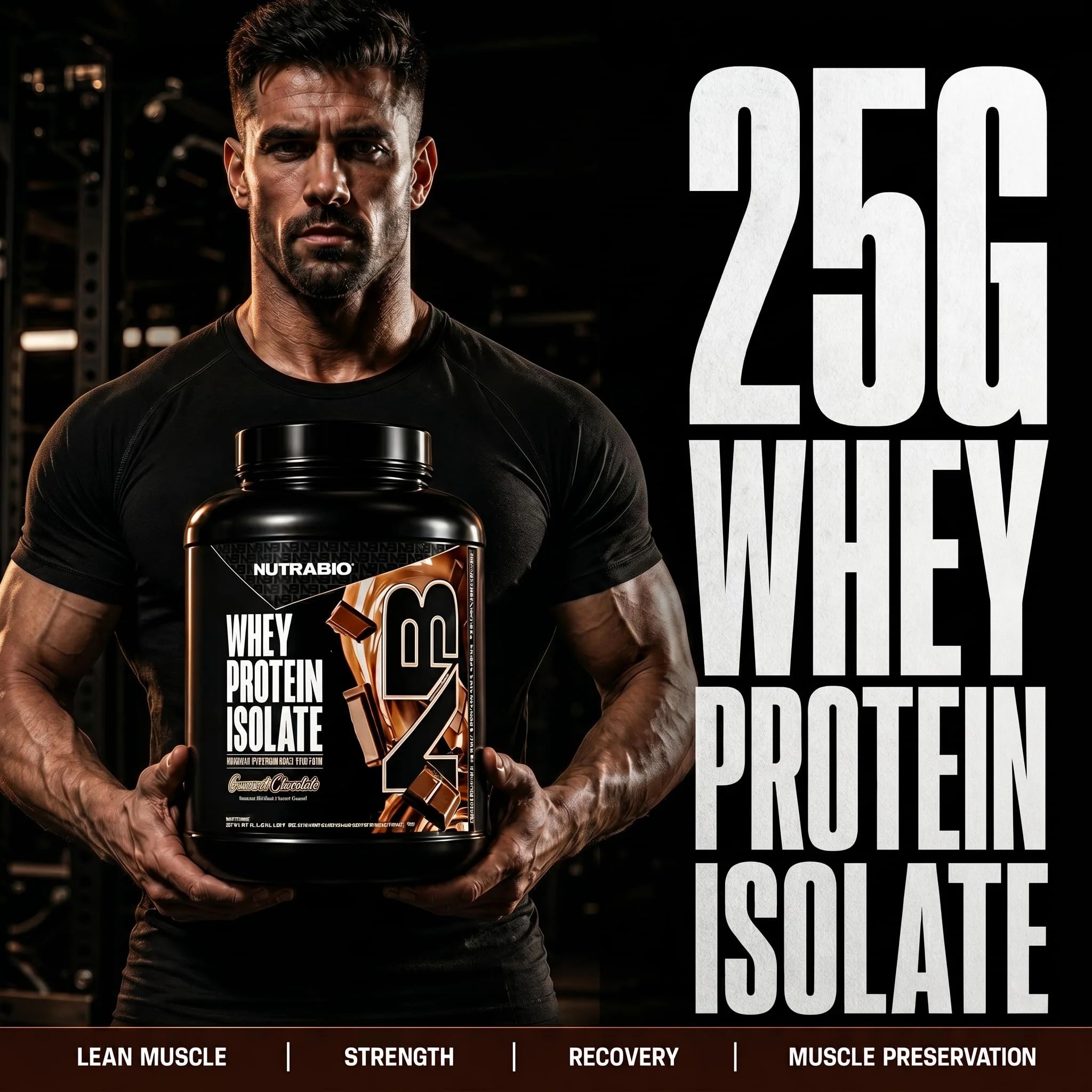 Nutrabio Whey Protein Powder Isolate Supplement – 25G of Protein per Scoop with Complete Amino Acid Profile - Soy and Gluten Free Protein Powder - Zero Fillers and Non-Gmo Gourmet Chocolate - 5 Lbs.