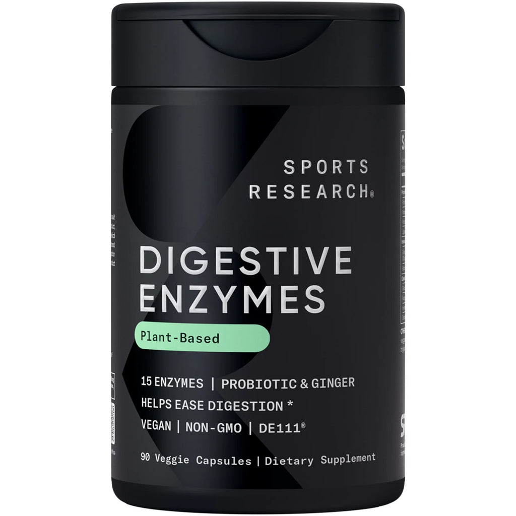 Sports Research® Digestive Enzymes with Probiotics & Ginger - Plant Based Vegan Certified Non-Gmo (90 Softgels)