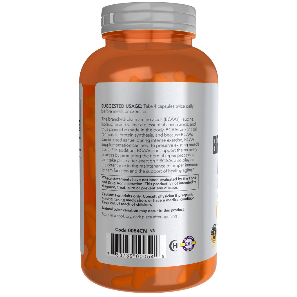NOW Sports BCAA 240 Count Amino Acids for Muscle Recovery and Healthy Aging
