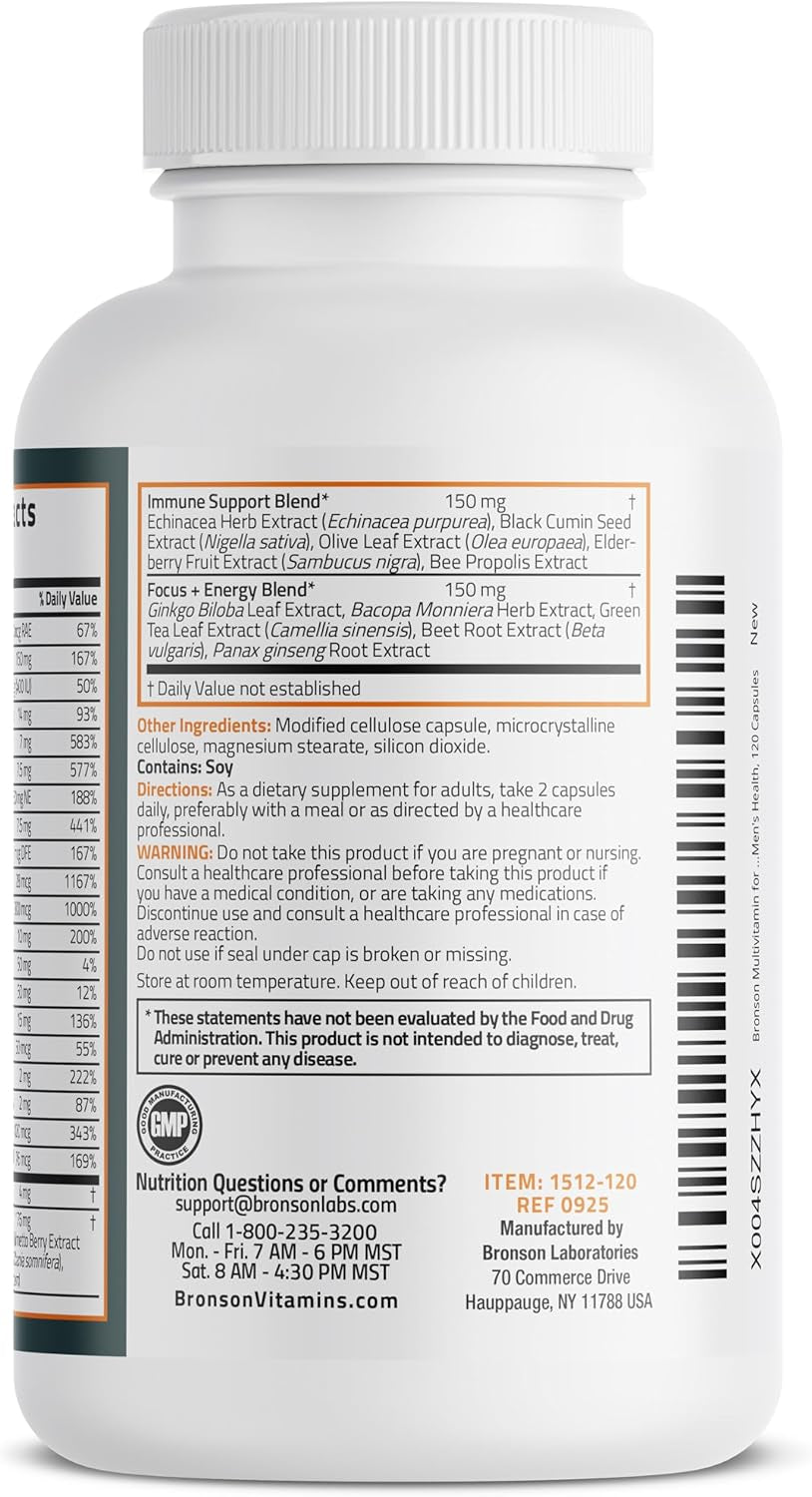 Multivitamin for Men All-In-One Daily Coverage Formula Key Vitamins, Minerals & Herbs to Support Men'S Health, 120 Capsules