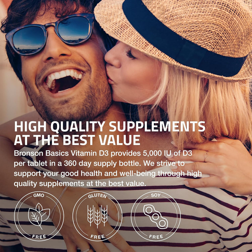 Vitamin D3 5000Iu (125Mcg) Healthy Muscle Function and Immune Support, Non-Gmo, 360 Tablets