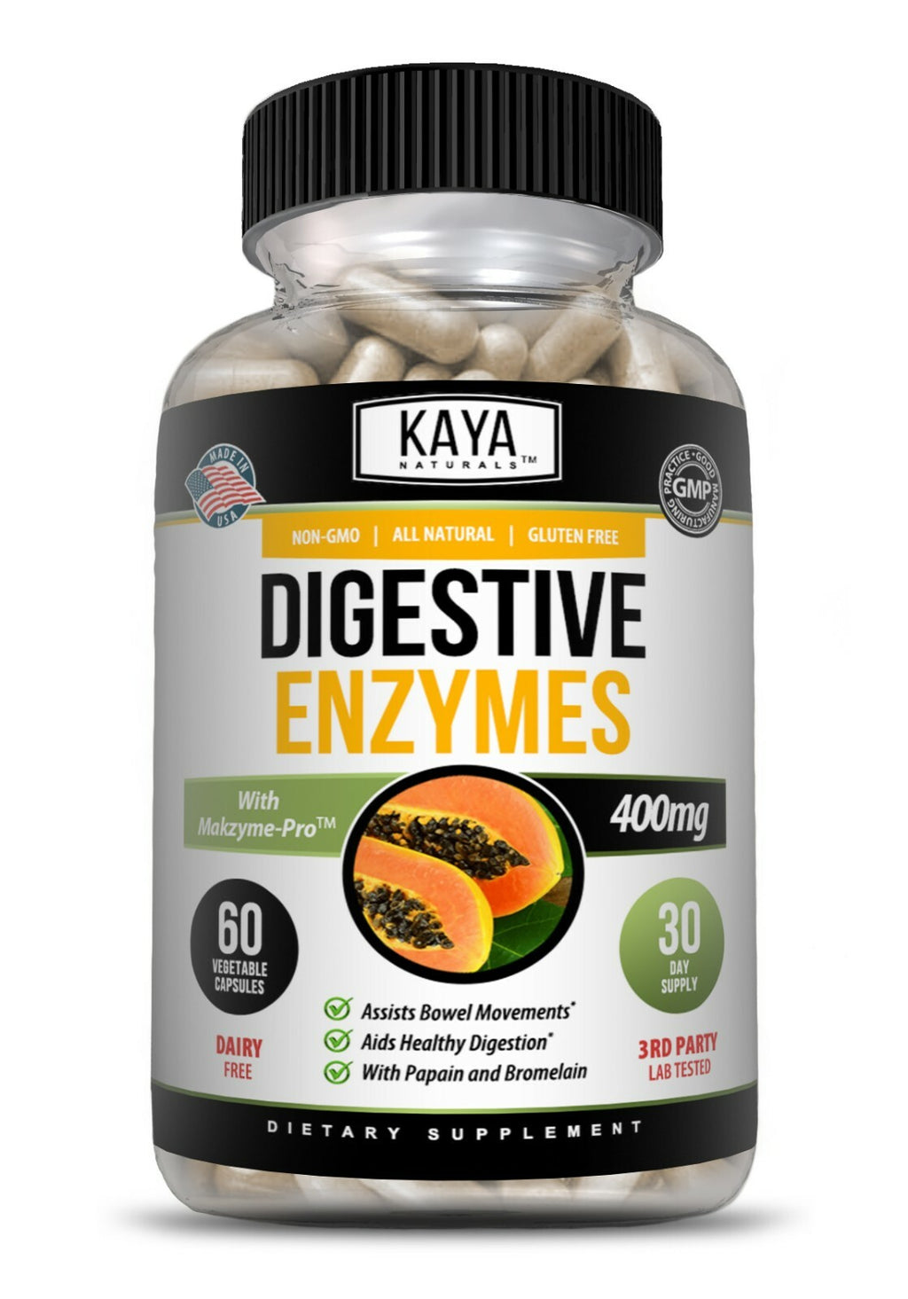 3X 60Ct Digestive Enzymes Prebiotic & Probiotic, Gas, Constipation, Bloating Aid