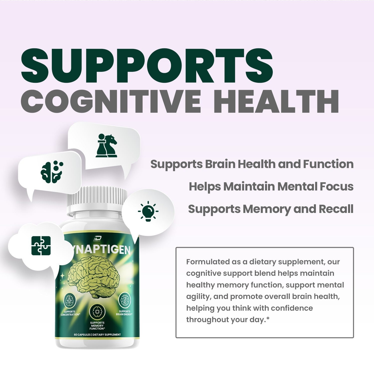 (3 Pack) Synaptigen Supplement Capsules – Synaptigen Natural Blend for Memory