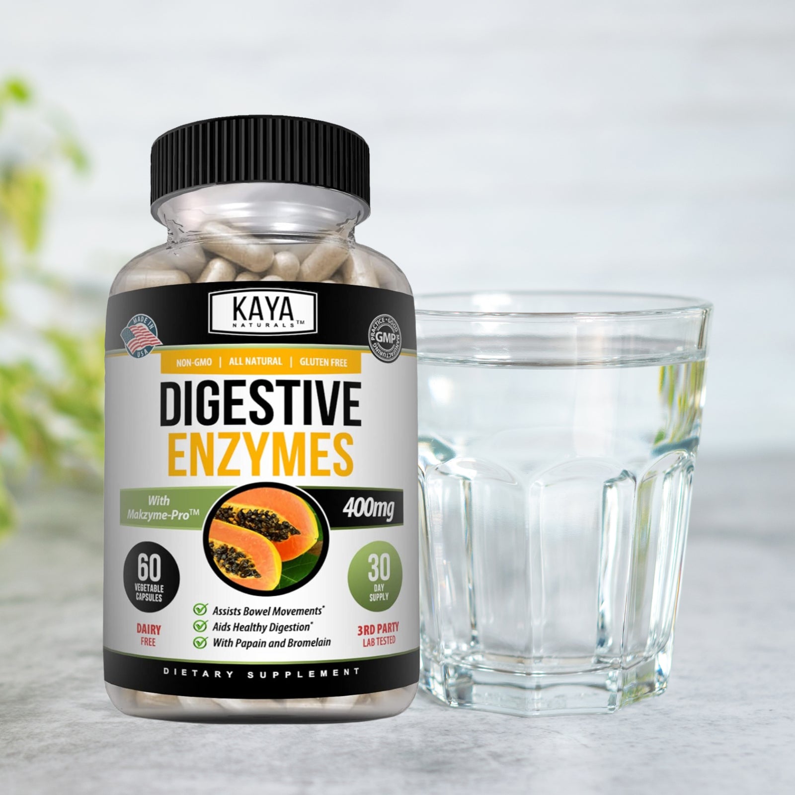 3X 60Ct Digestive Enzymes Prebiotic & Probiotic, Gas, Constipation, Bloating Aid