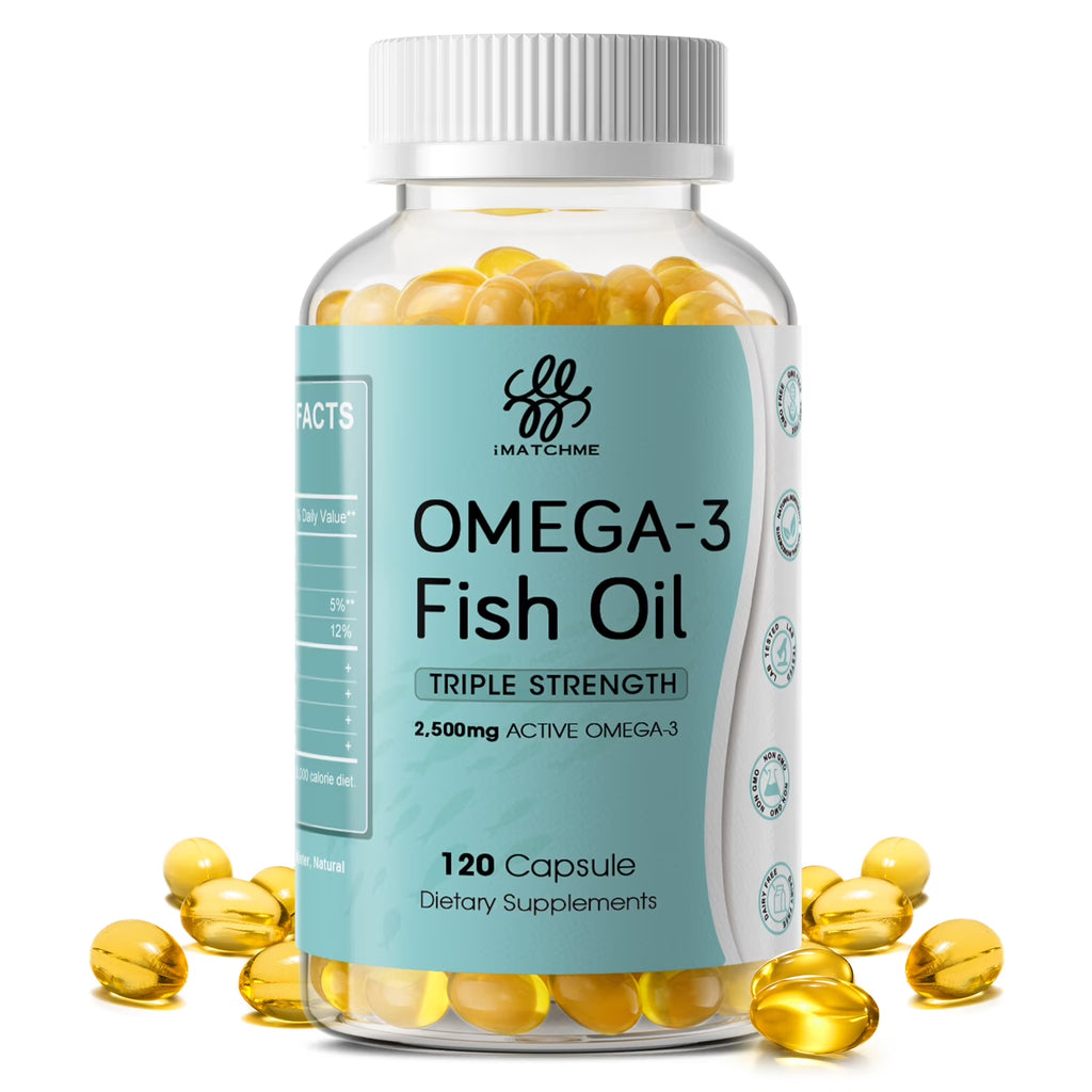 Omega-3 Fish Oil, with EPA & DHA Burpless Fish Oil Supplement, Promotes Brain & Heart Health, 120 Ct