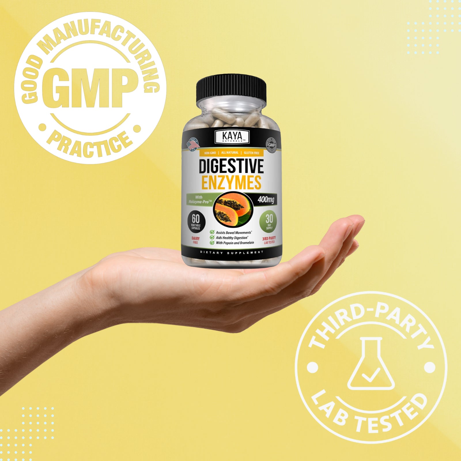 3X 60Ct Digestive Enzymes Prebiotic & Probiotic, Gas, Constipation, Bloating Aid