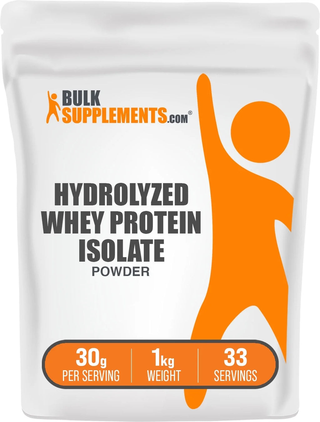 Bulksupplements Hydrolyzed Whey Protein Isolate Powder - Whey Protein Supplement, with Bcaas - Unflavored, 30G per Serving, 1Kg (2.2 Lbs)
