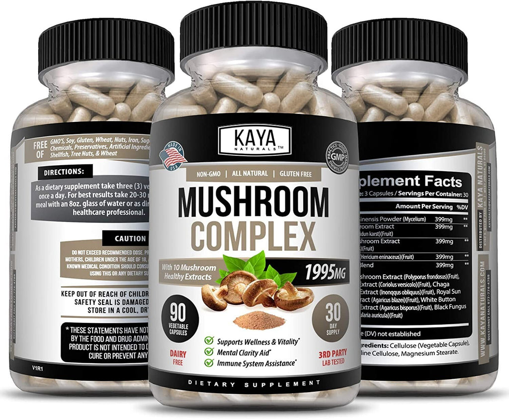 10X Mushroom Complex 90Ct with Lions Mane, Reishi, Shiitake, Chaga and More