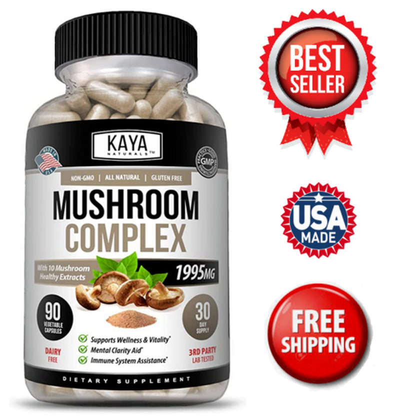 10X Mushroom Complex 90Ct with Lions Mane, Reishi, Shiitake, Chaga and More
