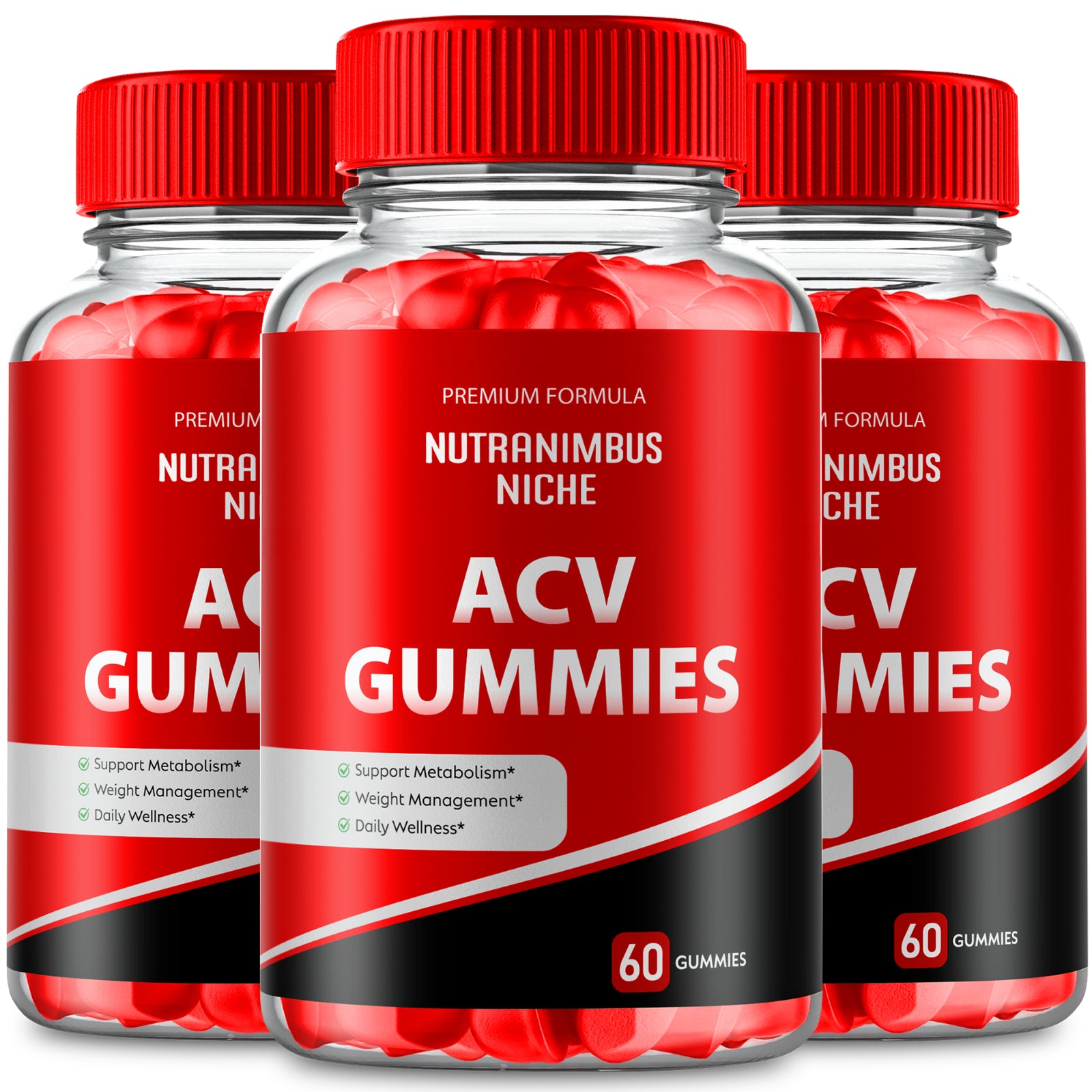 (3 Pack) Nutranimbus Niche Keto ACV Gummies, Nutra Nimbus Gummies (180 Gummies)