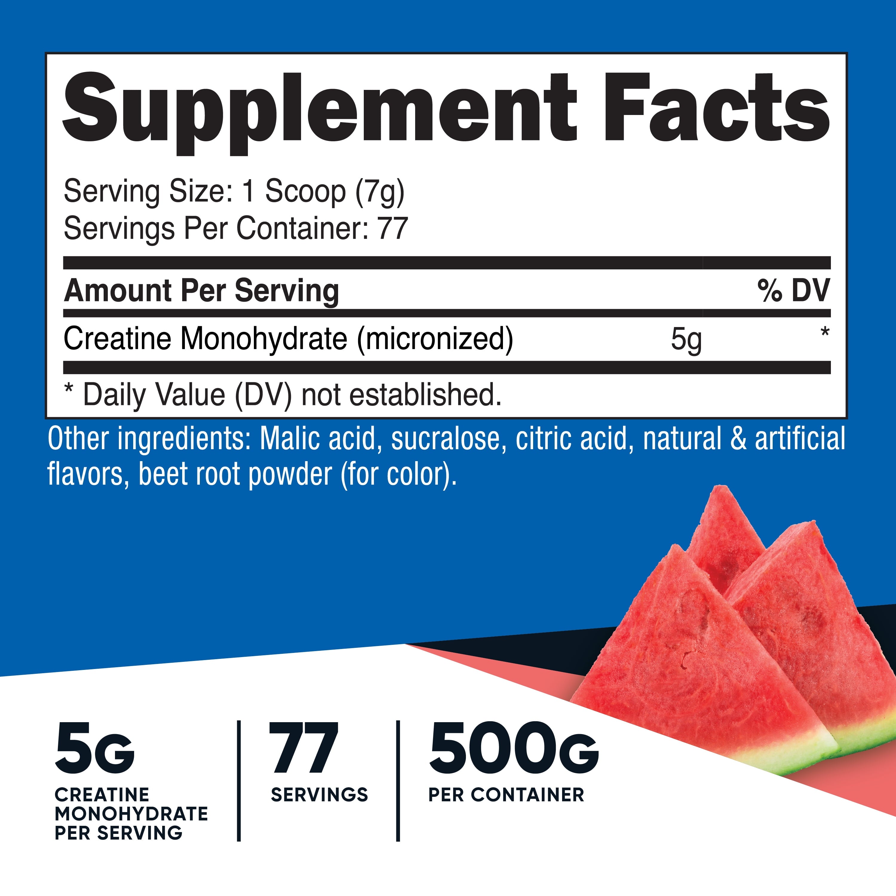 Creatine Monohydrate Powder (Watermelon, 500 Gram) - Micronized Creatine Supplement - Vegan, Non-Gmo, Gluten