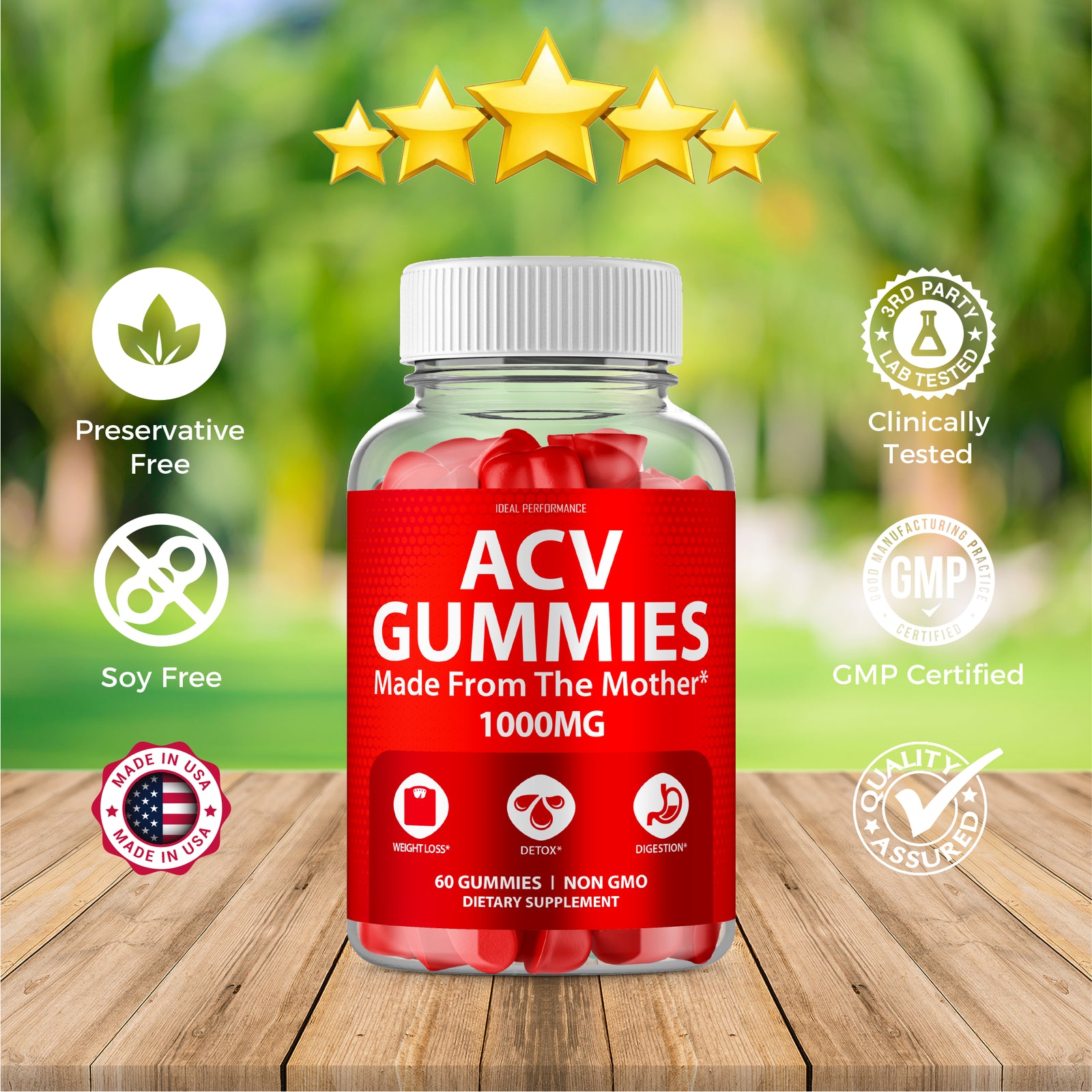 ACV Gummies with Mother 1000 Mg Apple Cider Vinegar (60 Gummies)