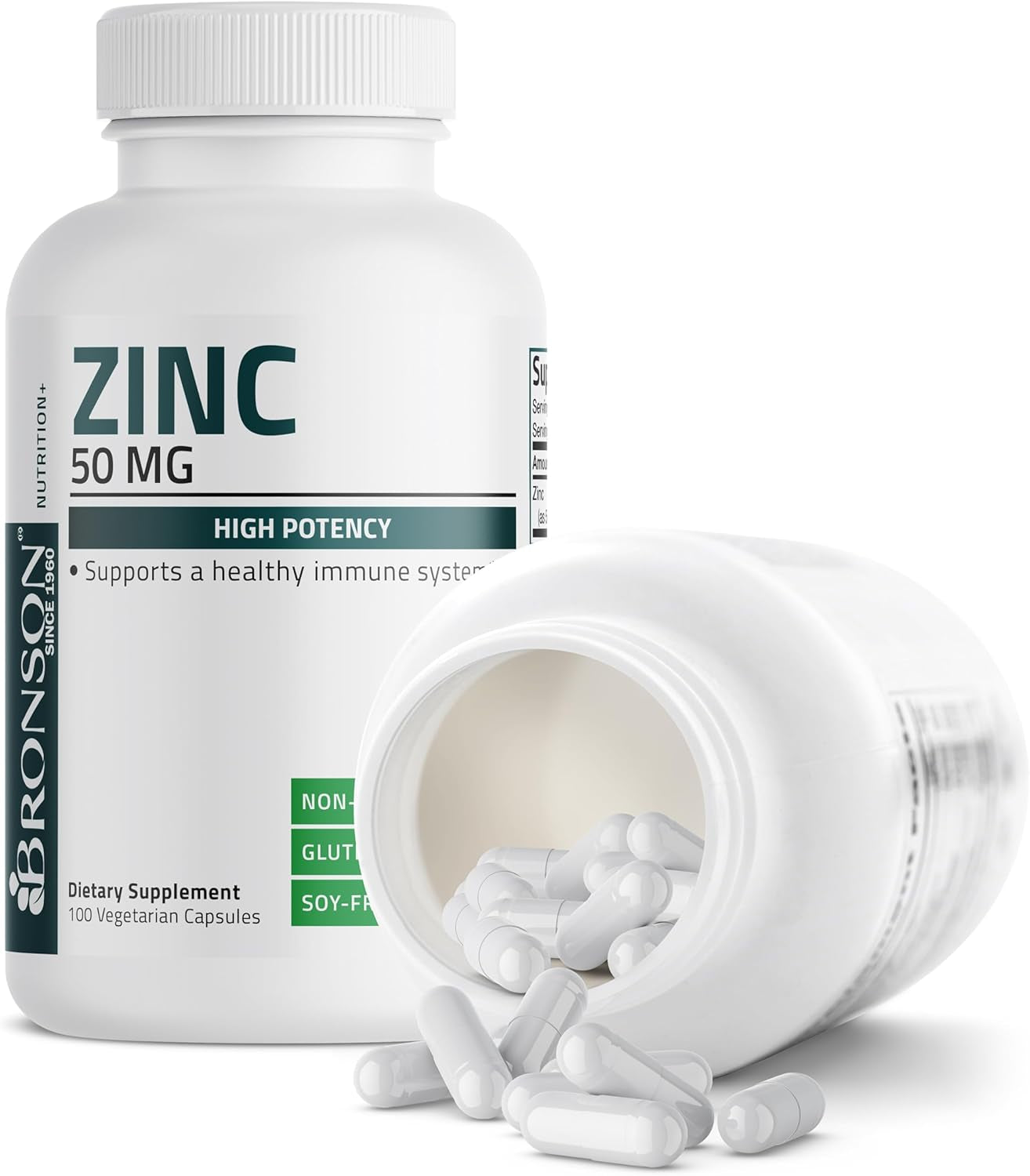 Zinc 50Mg Complex High Potency Immune Support Supplement & Antioxidant and Skin Health - Non GMO, 100 Vegetarian Capsules