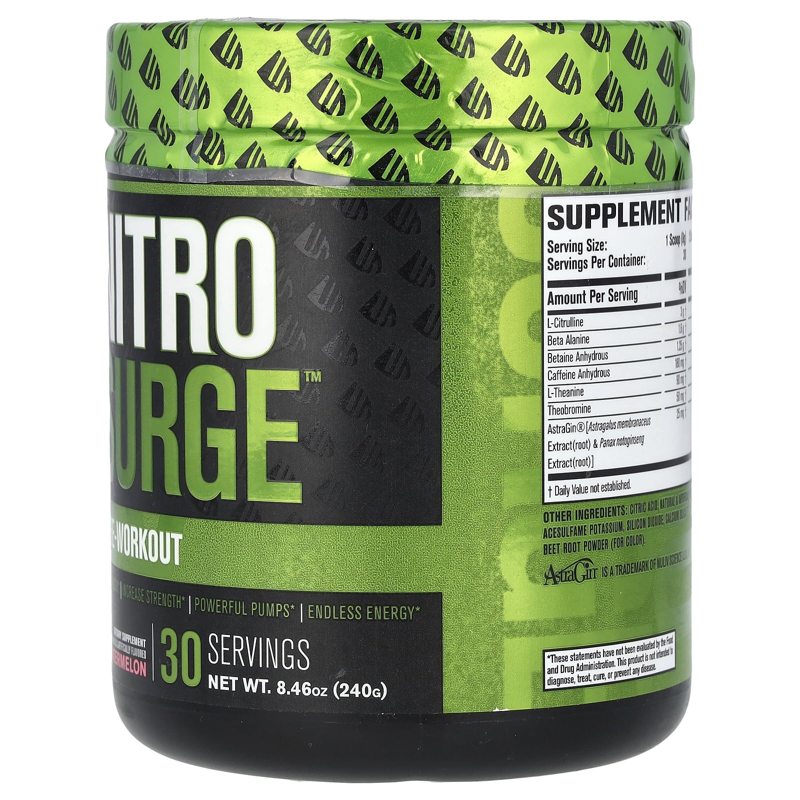 Nitrosurge Pre Workout Powder - 30 Servings, Watermelon