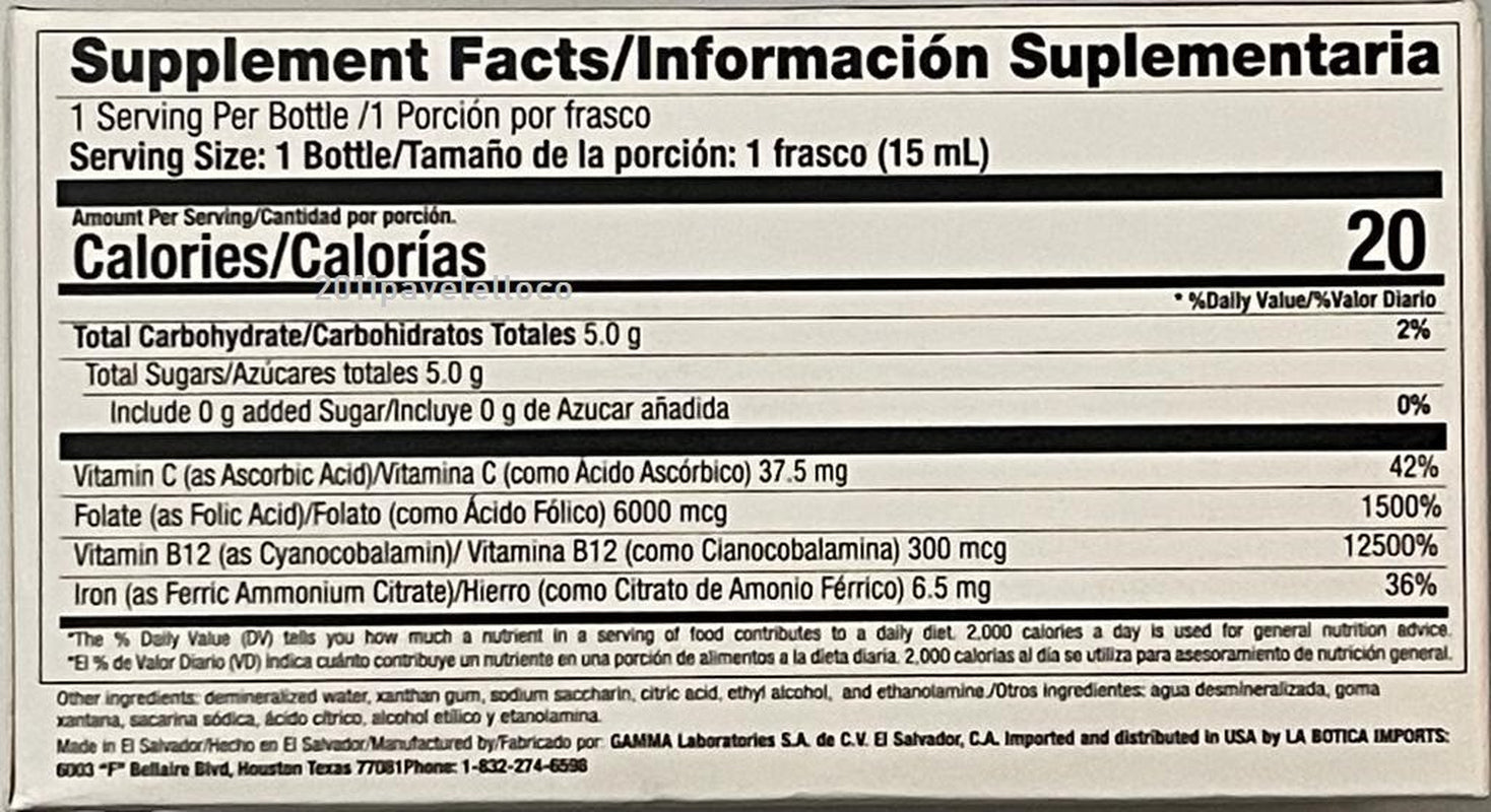 HIERRO Vital Forte + B12 ANTIANEMIC Elixir 15 Bottles Drinkable Vitaminized