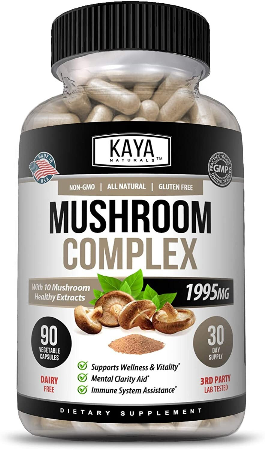 10X Mushroom Complex 90Ct with Lions Mane, Reishi, Shiitake, Chaga and More