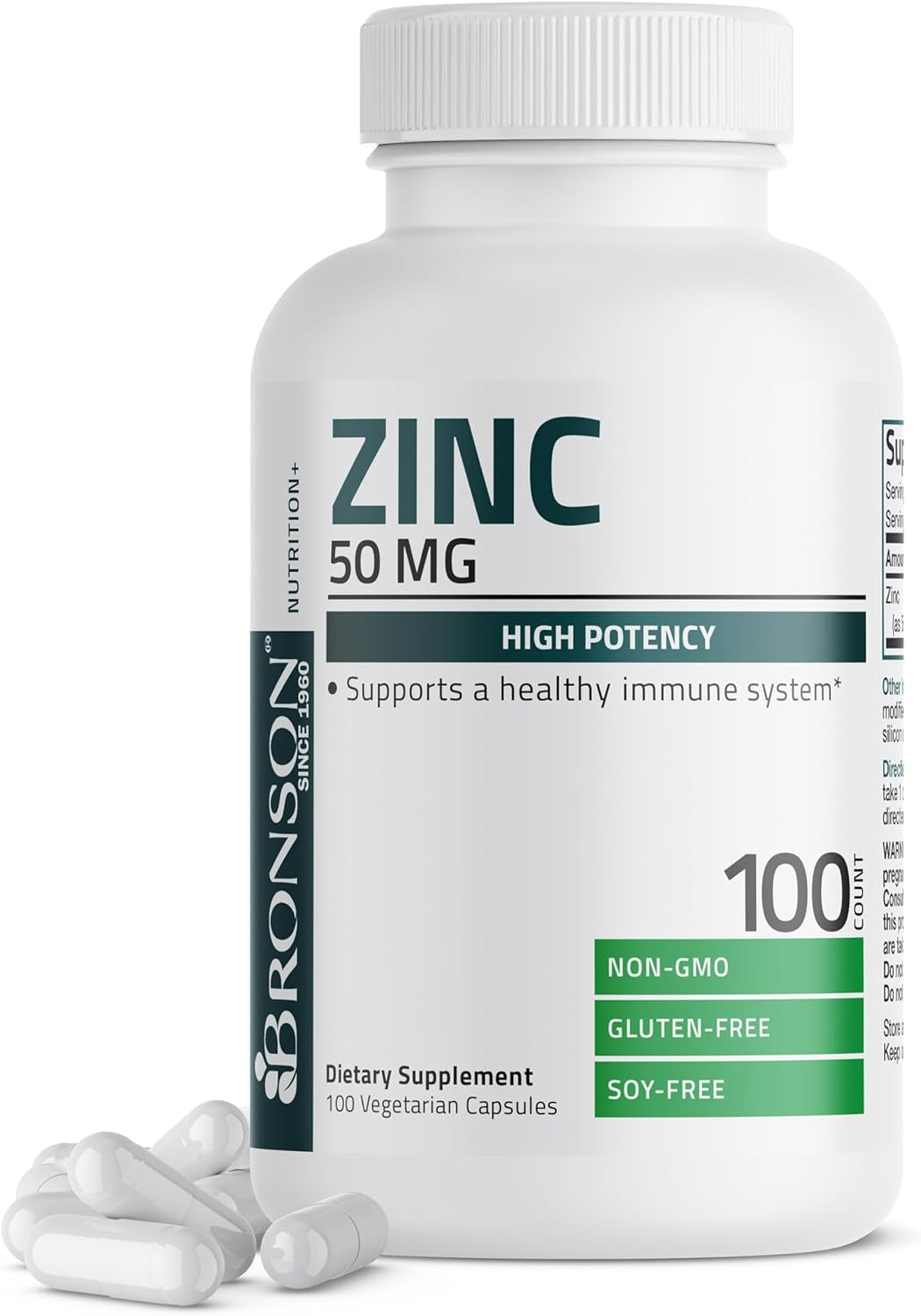 Zinc 50Mg Complex High Potency Immune Support Supplement & Antioxidant and Skin Health - Non GMO, 100 Vegetarian Capsules