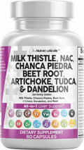 Clean Nutraceuticals Milk Thistle NAC Chanca Piedra Beet Root Artichoke Dandelion Root - Liver Cleanse Detox & Repair Supplement plus TUDCA Choline & Ginger 60 Count