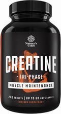 Natures Craft Tri-Phase Creatine Supplement for Muscle Recovery & Muscle Building, 240 Capsules
