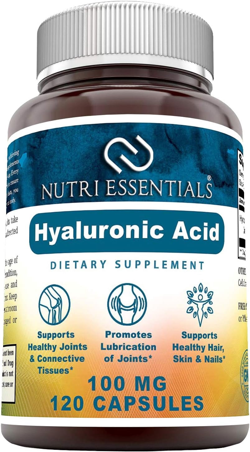 Nutri Essentials Hyaluronic Acid 100Mg per Serving 120 Capsules Supplement | Non GMO | Gluten Free