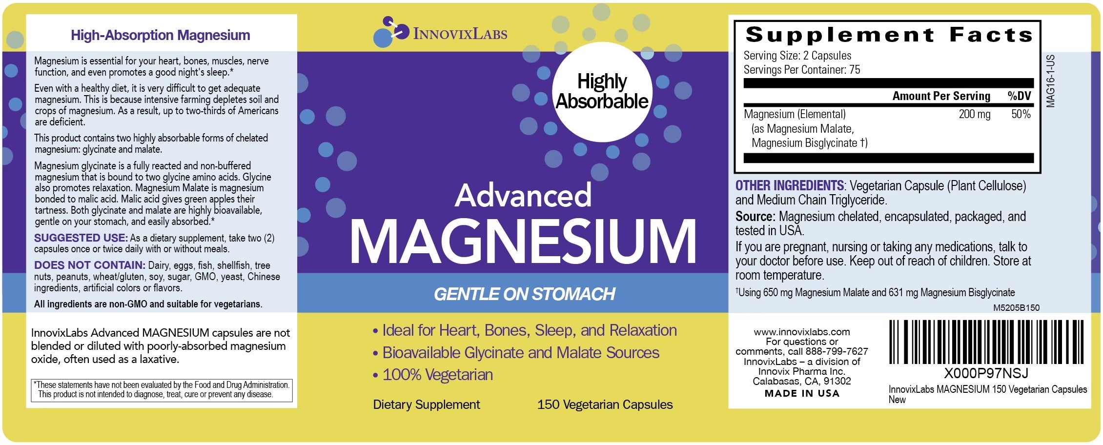 Innovixlabs Advanced Magnesium Capsules, 150 Ct
