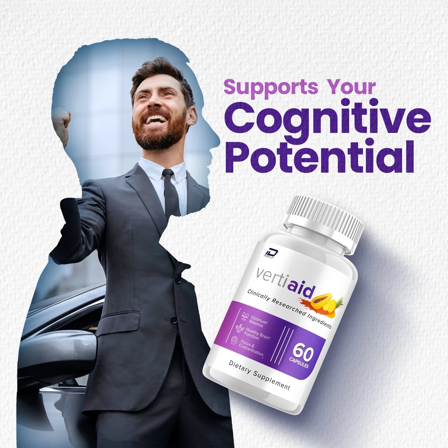 Vertiaid Supplement Capsules – Vertiaid All Natural Memory Focus Pills, 3 Pack, 180 Capsules