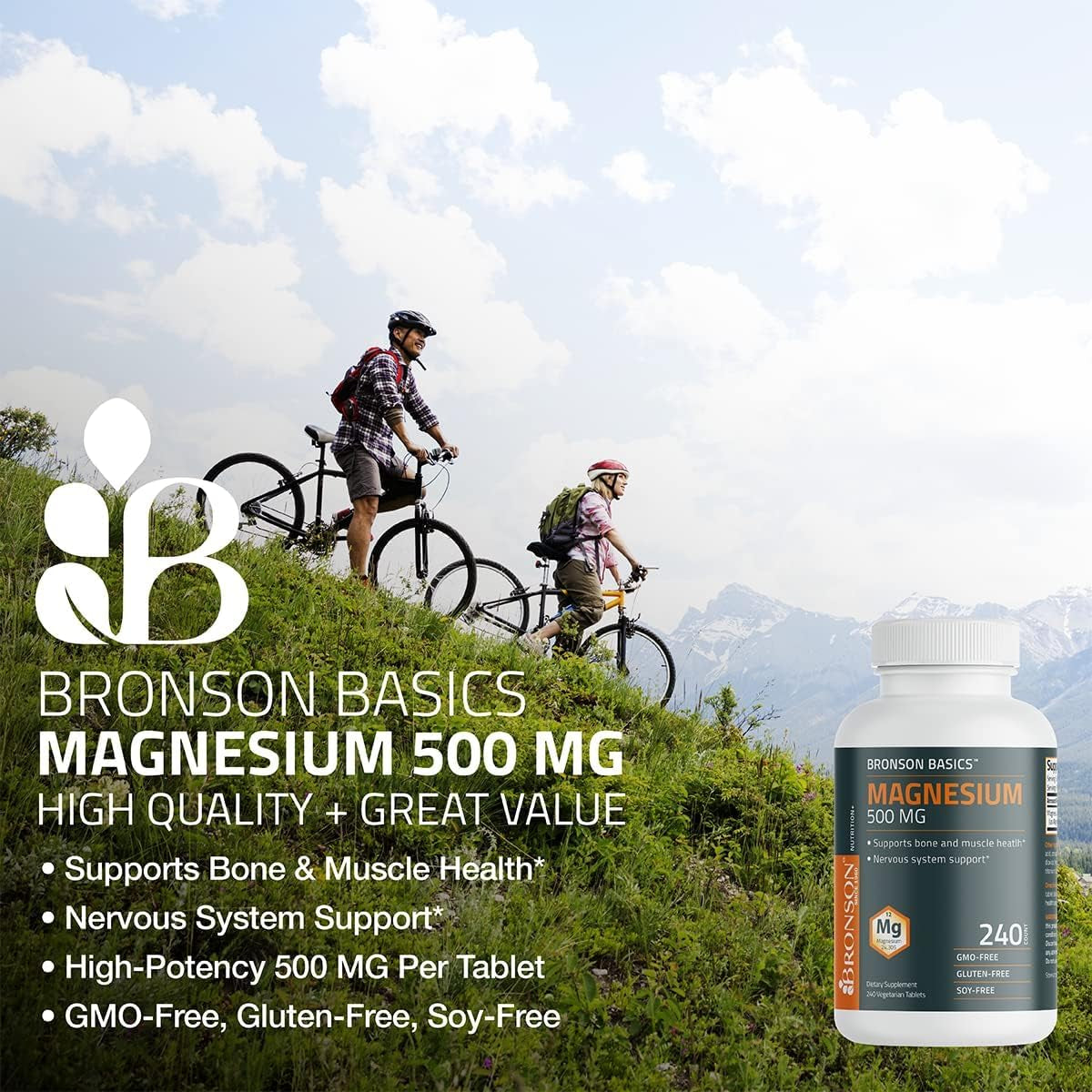 Magnesium 500 MG Supports Bone & Muscle Health & Nervous System Support - Non-Gmo, 120 Vegetarian Tablets