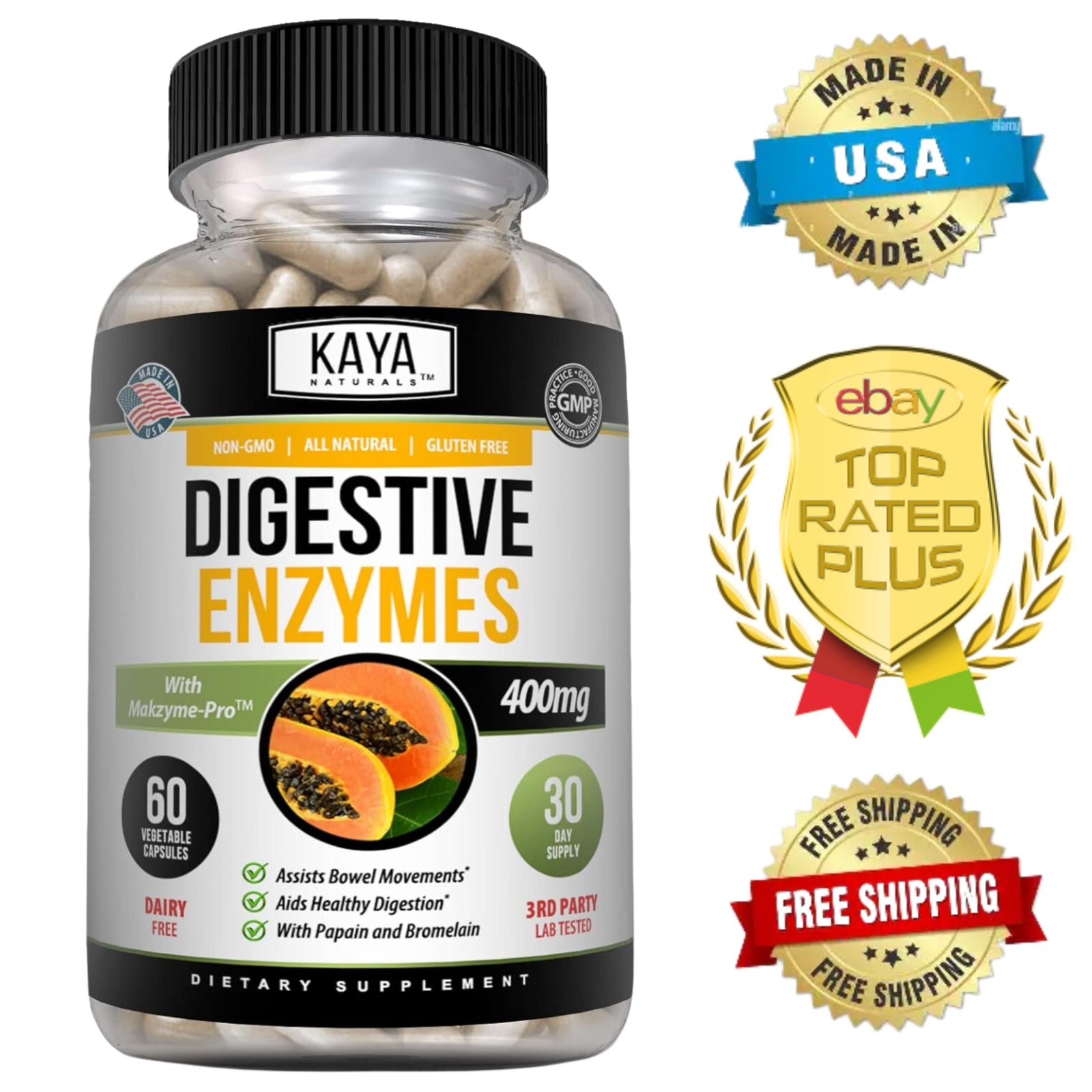 Digestive Enzymes W/ Prebiotic & Probiotics, Gas, Constipation & Bloating Relief