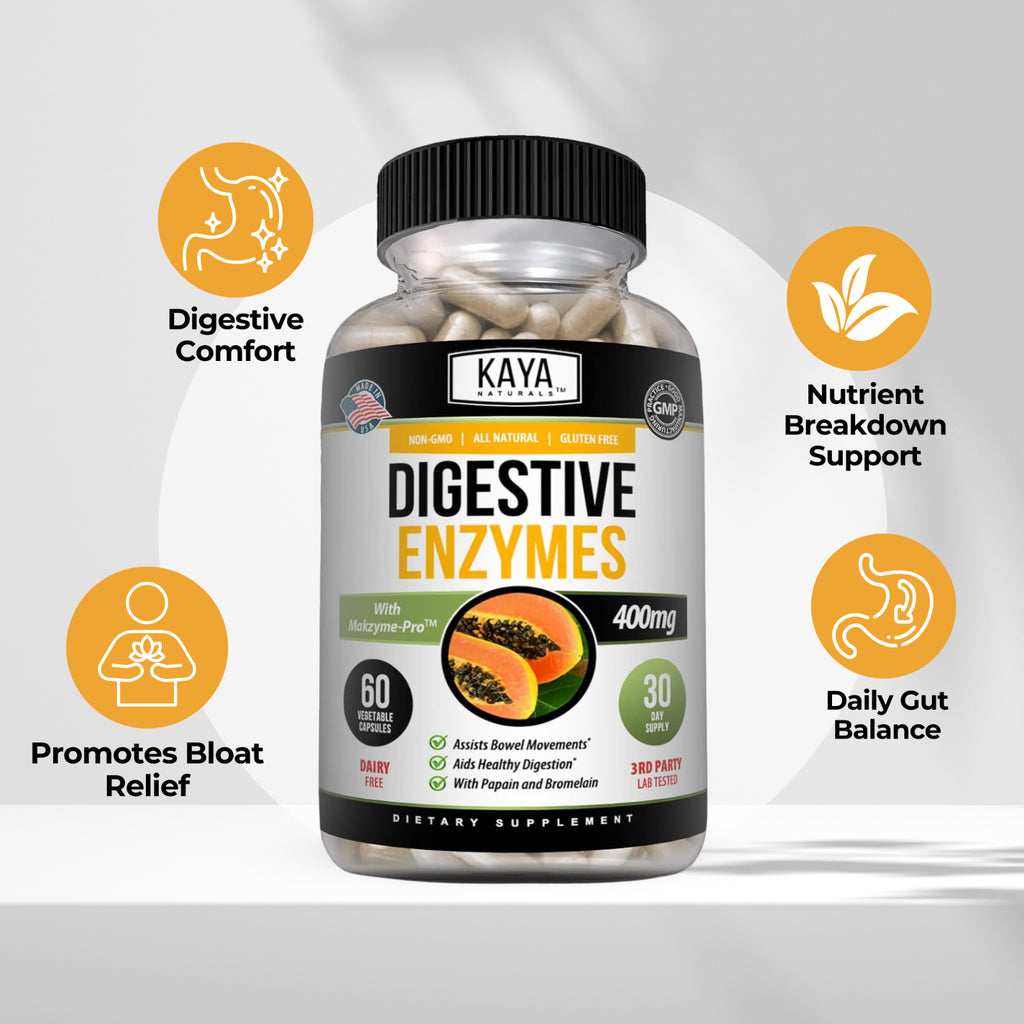 3X 60Ct Digestive Enzymes Prebiotic & Probiotic, Gas, Constipation, Bloating Aid